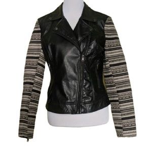 Ci Sono by Cavalini Faux Leather Motorcycle Jacket with Accent Sleeves | Size M
